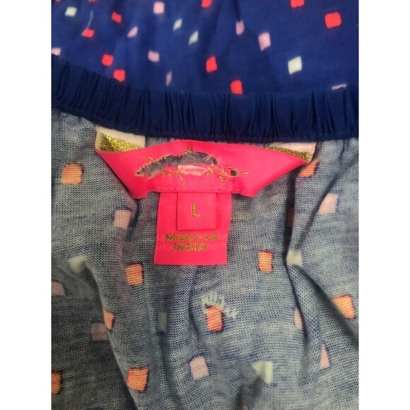 270296 Lilly Pulitzer Kalama Off-The-Shoulder Smocked Mini Dress Embroidered L - Picture 9 of 9